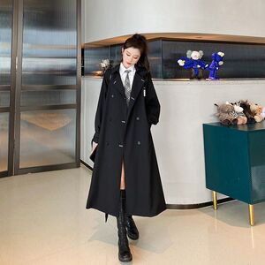特大码胖mm高级感风衣外套女秋季300斤宽松显瘦赫本风中长款大衣2