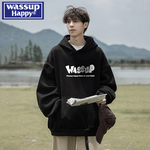 WASSUPHAPPY春秋季连帽卫衣男潮
