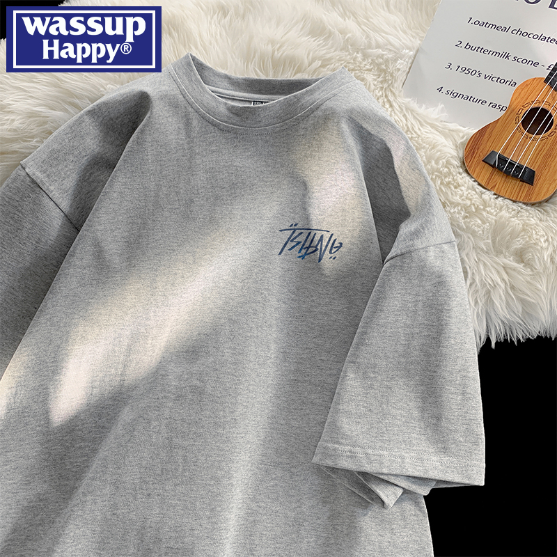 WASSUPHAPPY夏季纯棉短袖t恤男