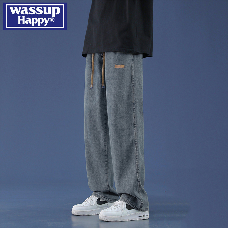 WASSUPHAPPY秋冬直筒牛仔裤子男