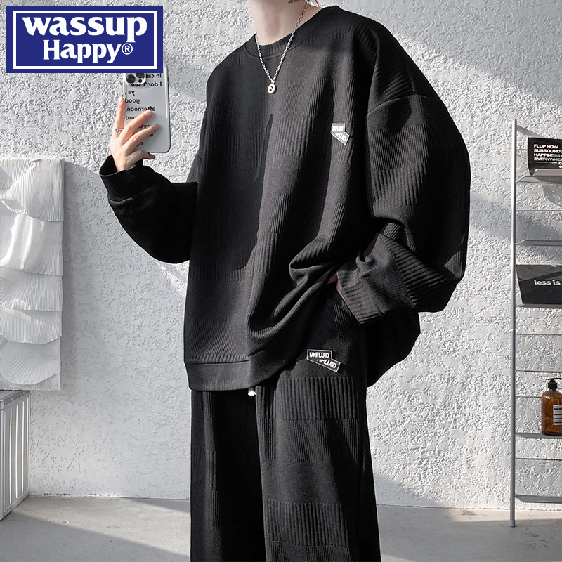 WASSUPHAPPY春秋圆领卫衣两件套