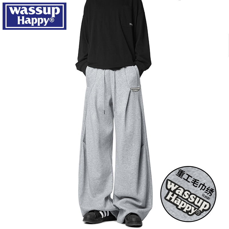 WASSUPHAPPY秋季直筒休闲裤子男