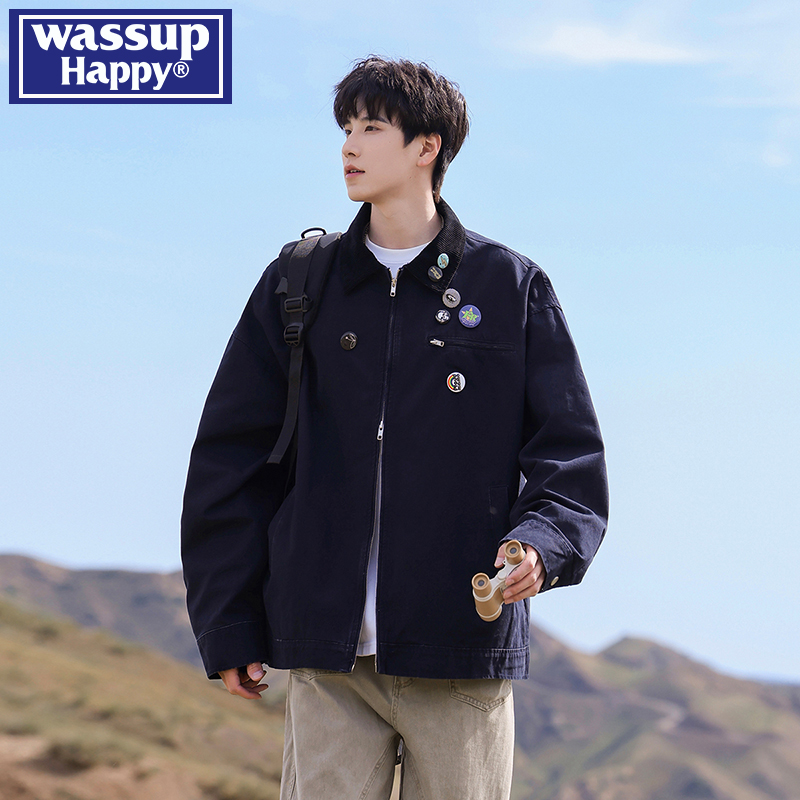 WASSUPHAPPY灯芯绒翻领工装外套