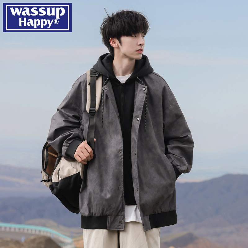 WASSUPHAPPY连帽假两件外套男士