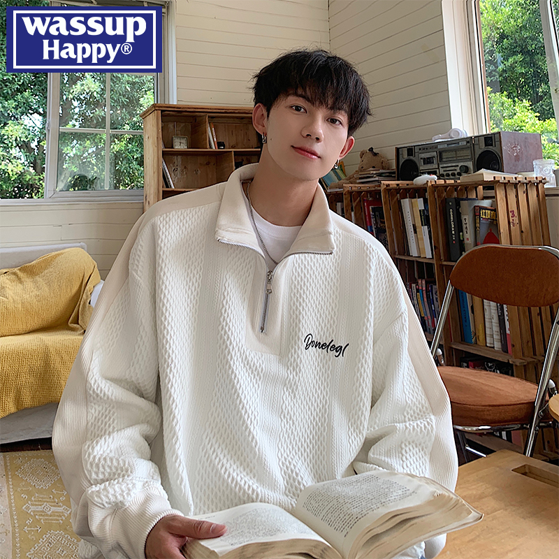 WASSUPHAPPY春秋半拉链卫衣男