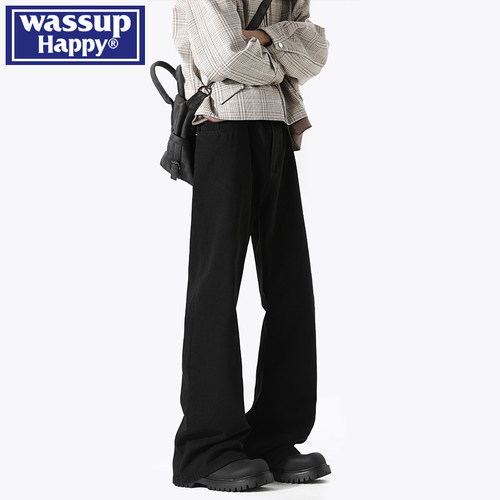 WASSUPHAPPY春秋直筒牛仔裤子男