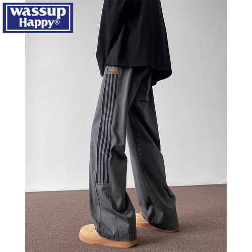 WASSUPHAPPY夏季直筒休闲裤子男
