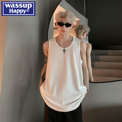 WASSUPHAPPY夏季无袖背心t恤男