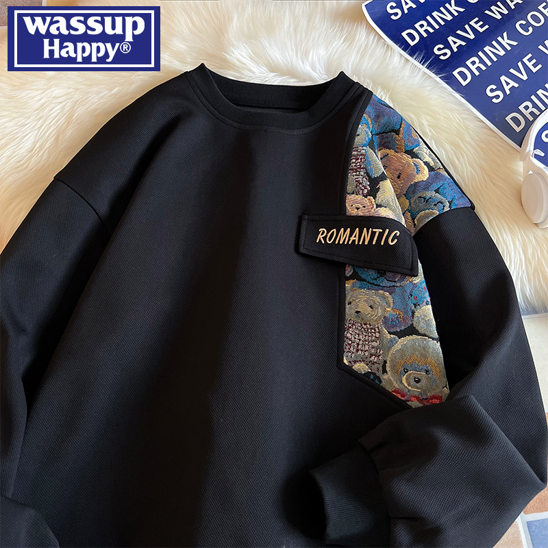 WASSUPHAPPY秋冬季圆领卫衣男