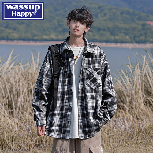 WASSUPHAPPY长袖衬衫男宽松上衣