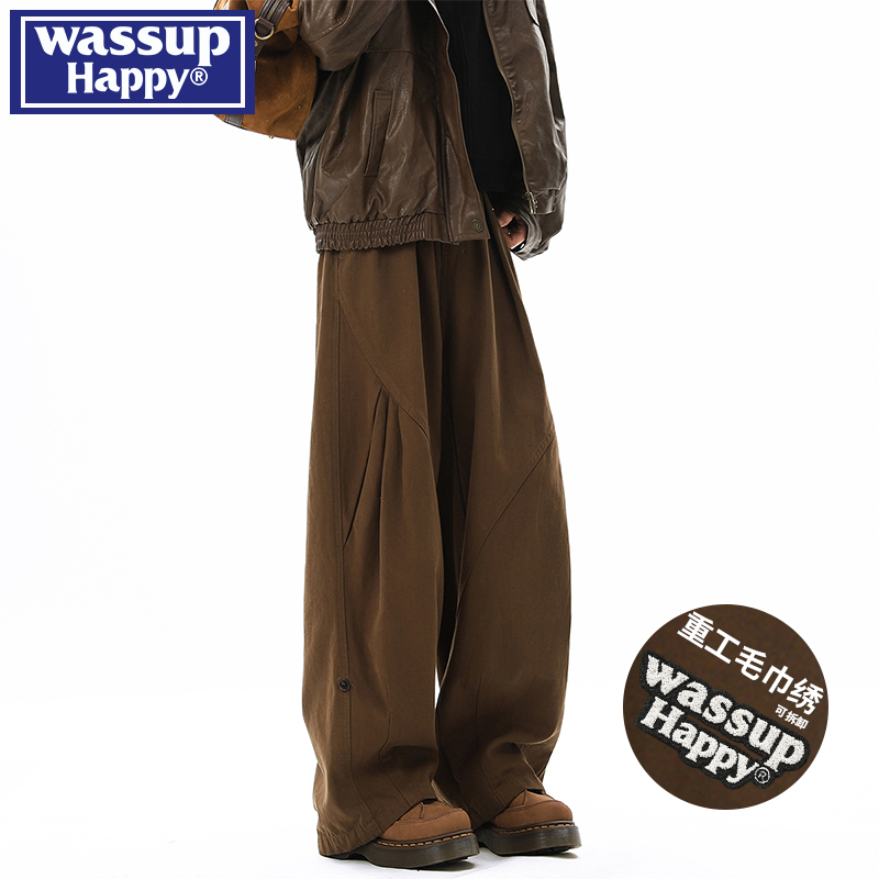 WASSUPHAPPY春秋直筒休闲裤子男