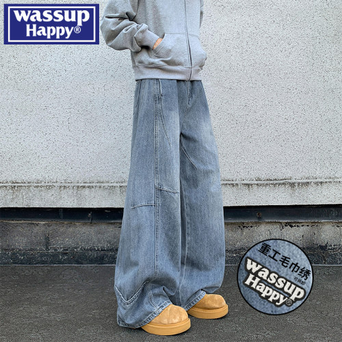 WASSUPHAPPY美式直筒牛仔裤子男
