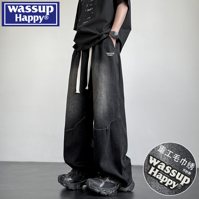 WASSUPHAPPY春秋直筒牛仔裤子男