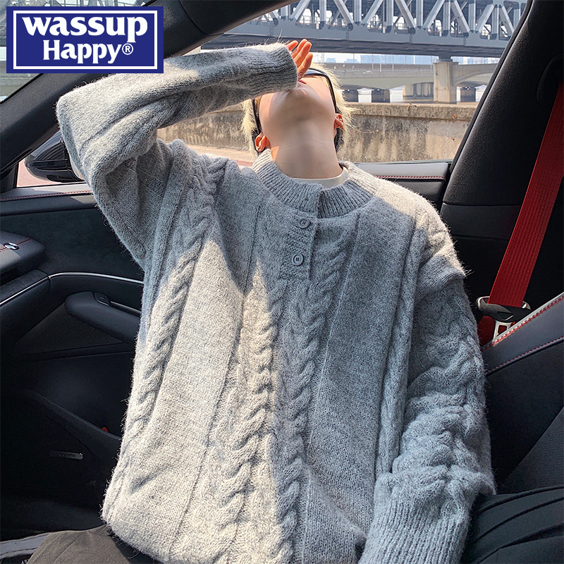 WASSUPHAPPY秋冬季亨利领毛衣男