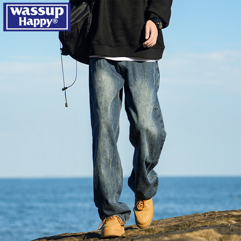 WASSUPHAPPY秋冬加绒加厚牛仔裤