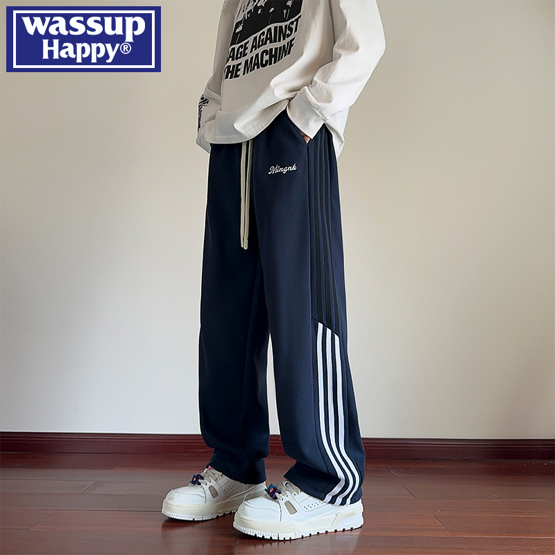 WASSUPHAPPY春秋直筒休闲裤子男