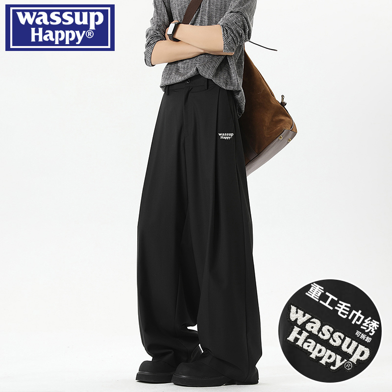 WASSUPHAPPY秋季直筒休闲裤子男