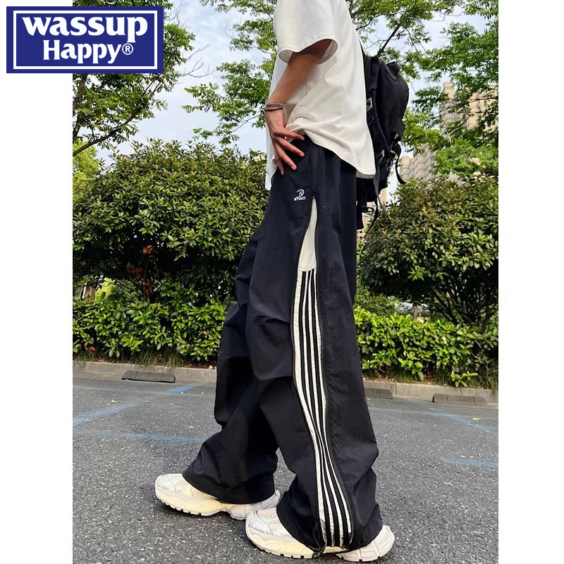WASSUPHAPPY春秋直筒休闲裤子男