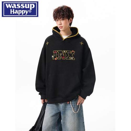 WASSUPHAPPY街头重磅连帽卫衣男