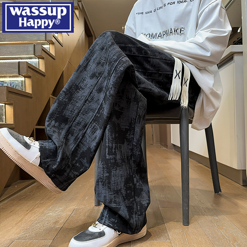 WASSUPHAPPY秋季直筒休闲裤子男