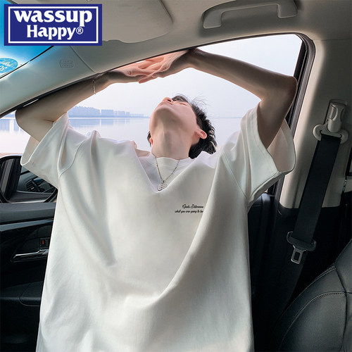 WASSUPHAPPY夏季纯棉短袖t恤男