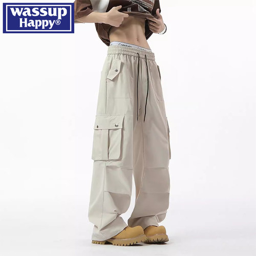 WASSUPHAPPY秋冬直筒工装裤子男