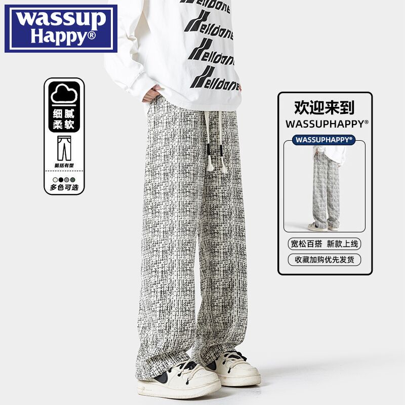 WASSUPHAPPY春秋直筒休闲裤子男