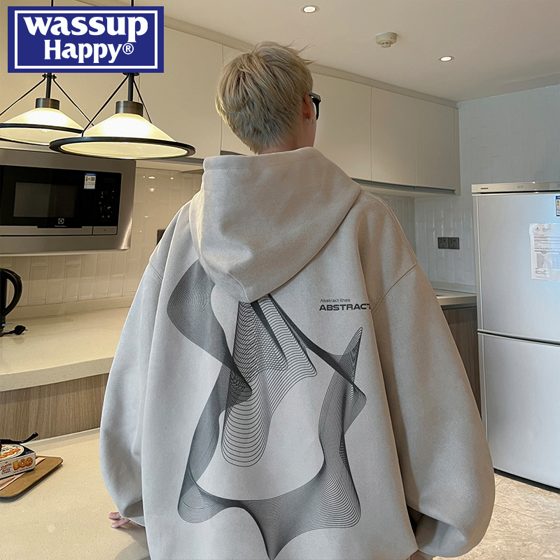 WASSUPHAPPY春秋季连帽卫衣男