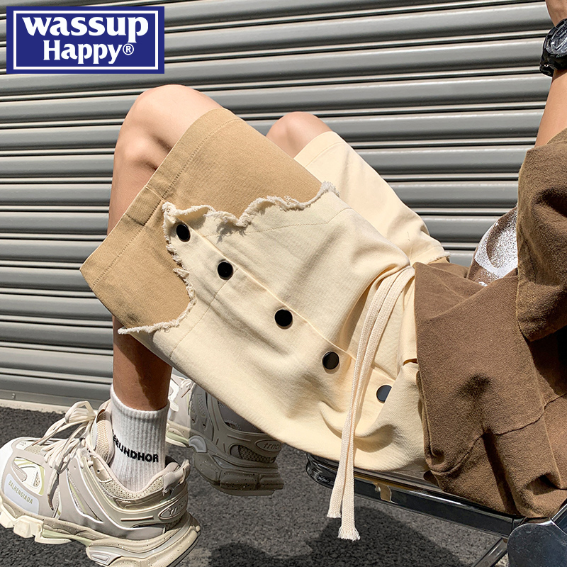 WASSUPHAPPY夏季纯棉五分中裤男