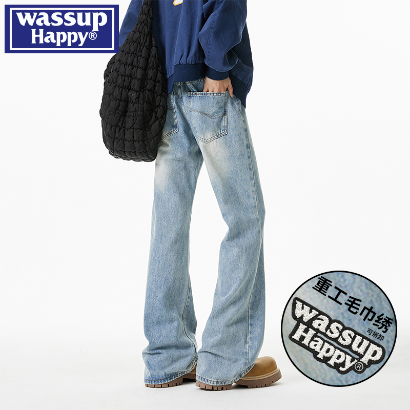 WASSUPHAPPY春秋直筒牛仔裤子男