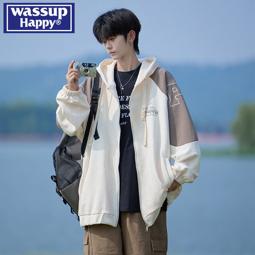 WASSUPHAPPY秋季连帽开衫卫衣男