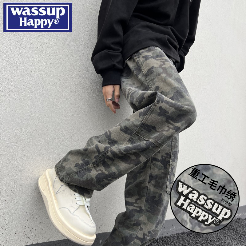WASSUPHAPPY秋冬直筒休闲裤子男