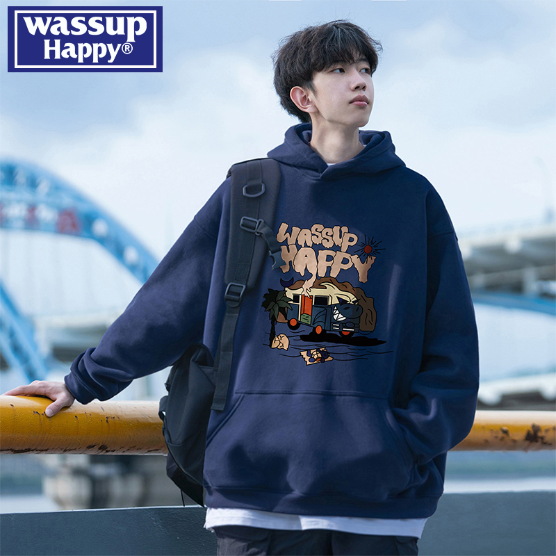 WASSUPHAPPY春秋季连帽卫衣男潮