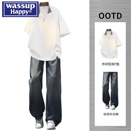 WASSUPHAPPY解构短袖Polo衫男士