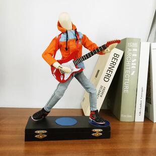 梧棣木人音乐礼品摆件之摇滚歌手造型贝斯电吉他手模型乐队摆件