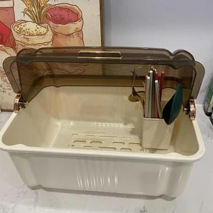 碗碟盘收纳盒沥水架防尘碗筷收纳架多功能家用碗柜餐具厨房置物架