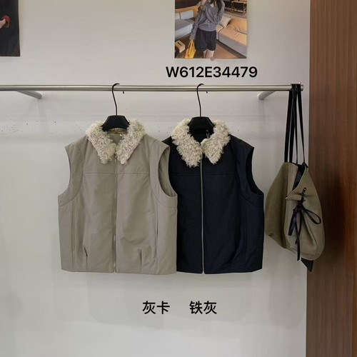 冬上新韩系休闲毛领宽松羽绒马甲(不可拆人造毛毛领)W612E34479