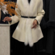 一念真狐狸毛领拼接中长羊毛外套 609 YS1 配腰带 含100澳毛