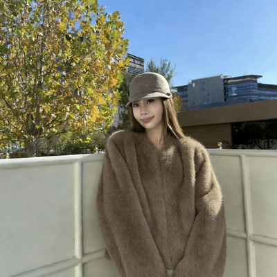 一念气质短款环保皮草设计感小众厚款毛毛短外套2619