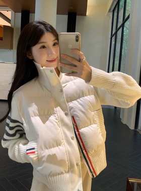 一念冬季韩系休闲针织拼接保暖棉服外套31802