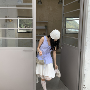 背心FW25365 一念26年夏上新清新条纹抽绳设计修身