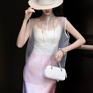 一念家新极简轻盈前后两穿真丝欧根纱无袖 G322 设计感背心YS356