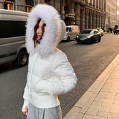 一念新款 J2591 配可拆卸真貉子毛领 加厚短款 休闲保暖羽绒服外套