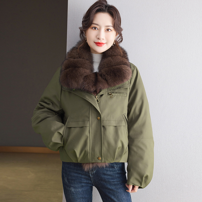 一念家舒适百搭休闲显瘦保暖羽绒服外套(配可拆真狐狸毛领)01伊