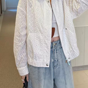 一念轻奢店夏上新设计感镂空刺绣设宽松翻领外套短外套J785