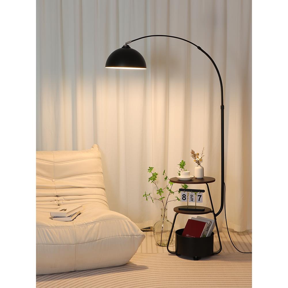 新款钓鱼灯落地灯客厅沙发旁边几氛围法式艺术现代置物架台灯一体