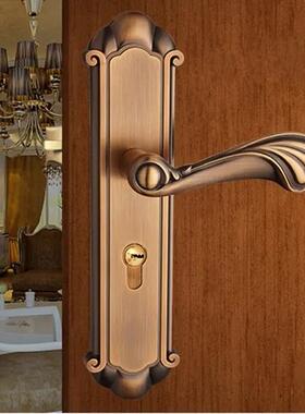 欧式白色房门锁静音卧室室内木门锁黑红古奢华锁具新中式祥云门锁