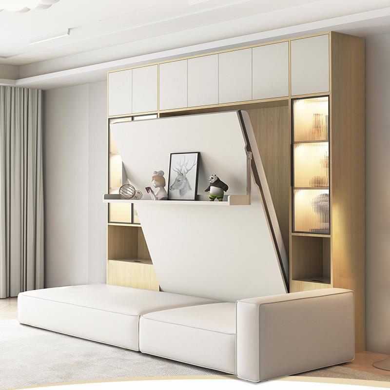 轻奢极简书柜客厅公寓沙发隐形床卧室壁床午休床折叠床实木墨菲床