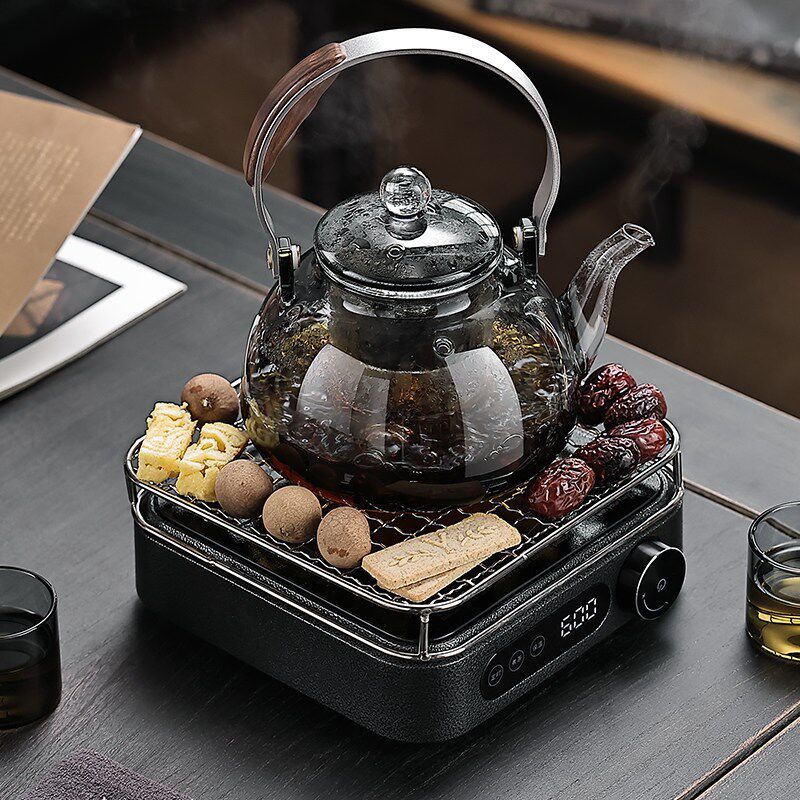 新款围炉煮茶黑晶炉蒸煮一体玻璃烧水壶泡茶炉静音泡茶壶煮茶器套