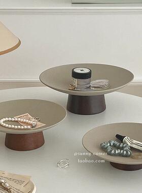 ins风覆古陶瓷实木托 托盘摆件桌面首饰收纳盘玄关钥匙杂物置物盘